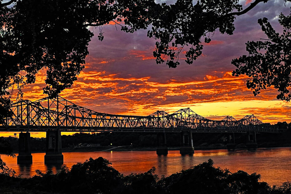 Sunrise over the Vidalia - Natchez Bridge over the Mississippi River