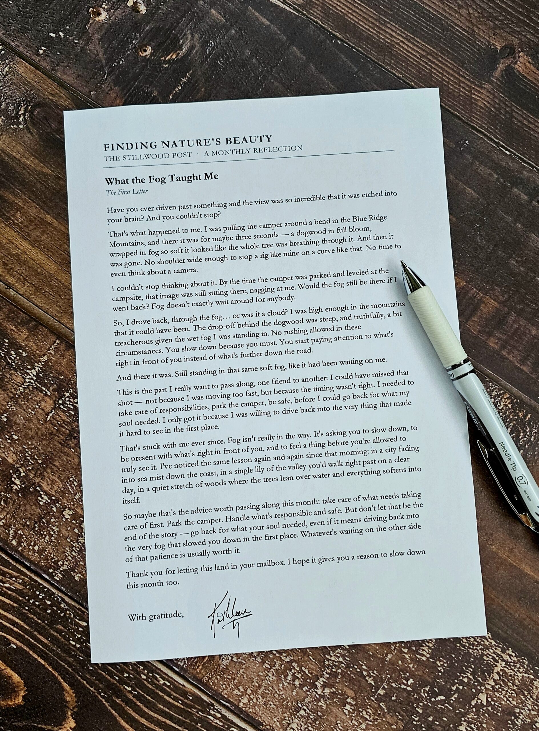Monthly reflection letter example