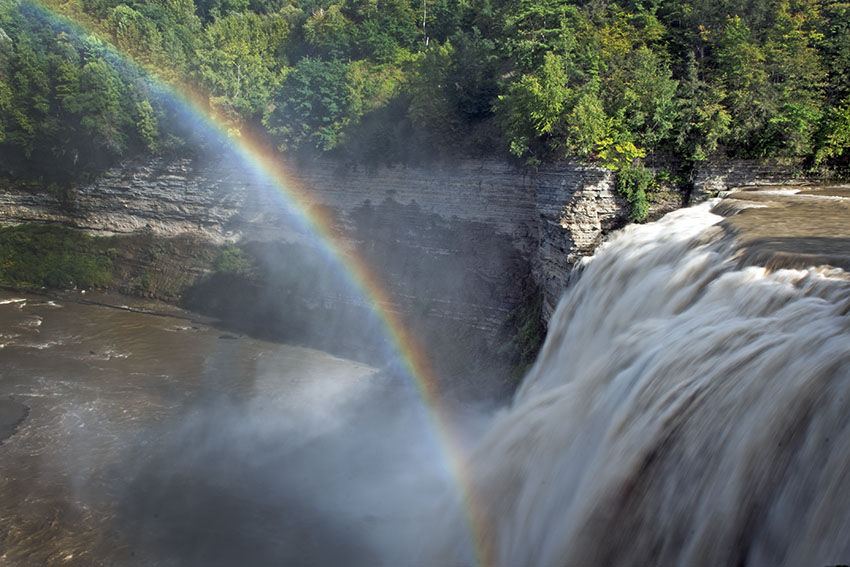 Rainbow over middle falls in Letchworth New York State Park
