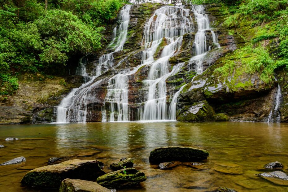 Waterfall with rocks in foreground in South Carolina